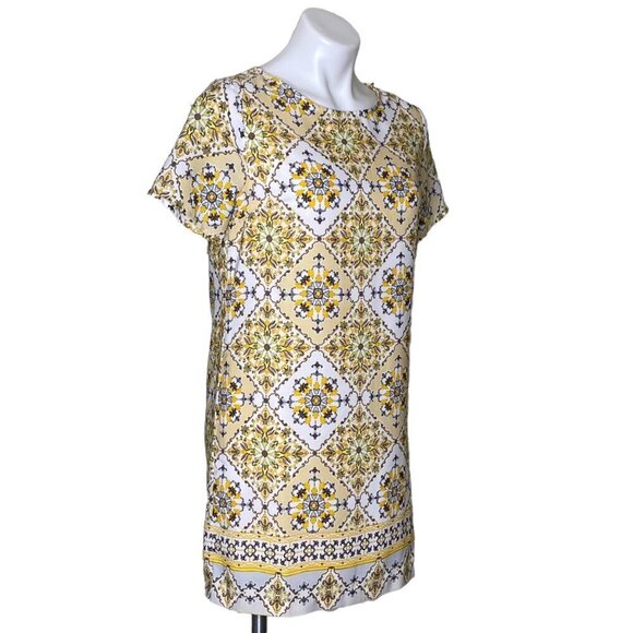 Lulus Yellow Dandy Lion Yellow Print Shift Dress, Short Sleeve Women's Size S - Picture 5 of 14
